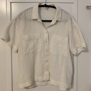 Madewell Lightweight White Button Down T-Shirt